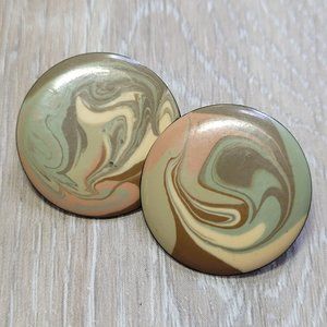 80s Vintage Pastel Enamel Swirl Cluster Earrings